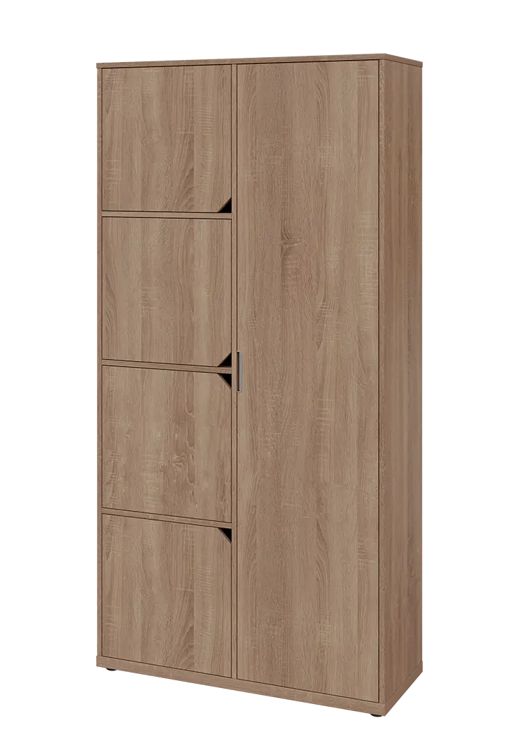 KSR6-82 P skříň šatní, 1x výsuvné ramínko, 4x dvířka, 2053x1022x400 mm, provedení pravé, dub bardolino